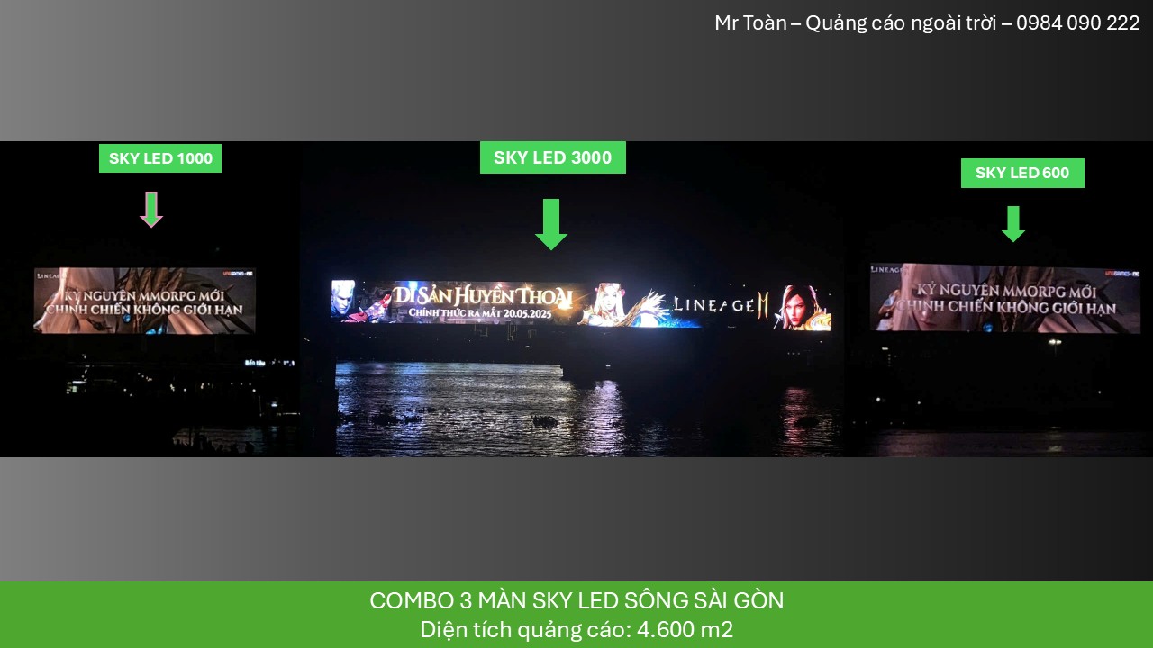 Combo 3 màn hình SKYLED Sài Gòn - Đối diện sông bạch Đằng