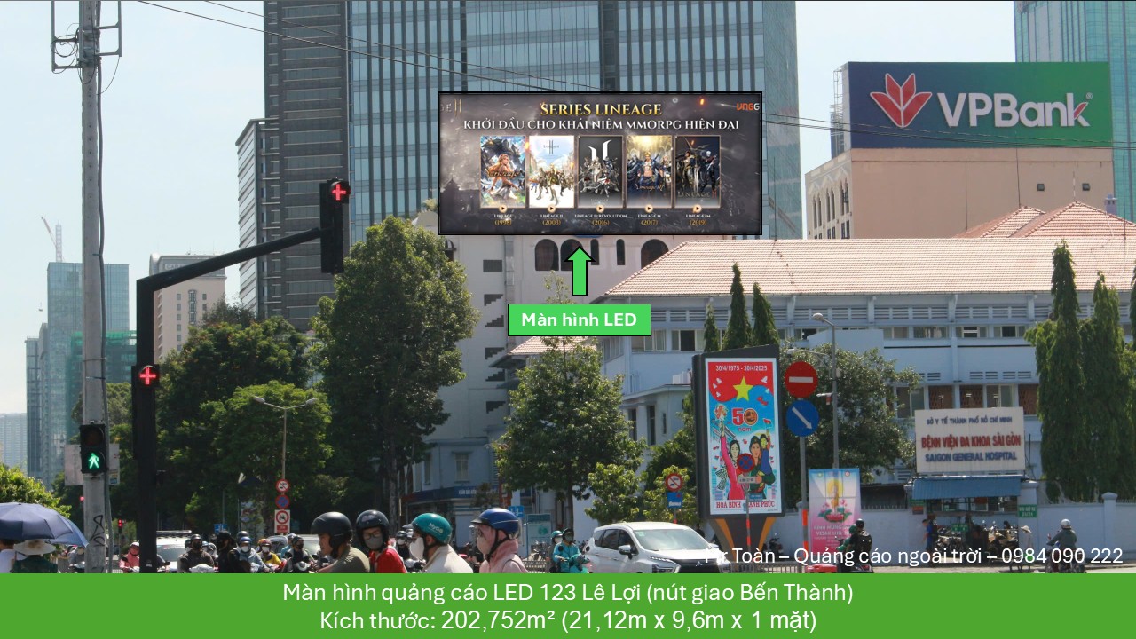 Màn hình Vị trí 123 Lê Lợi (Chợ Bến Thành)