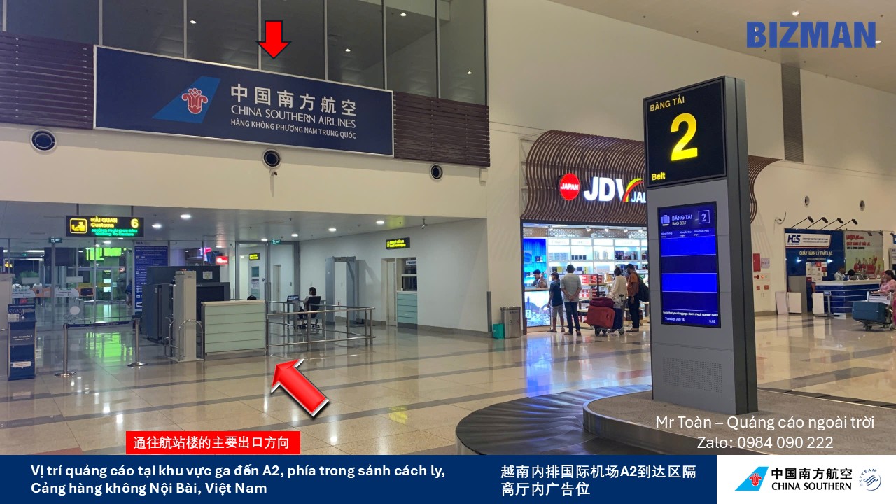 Dự án Khách hàng China Southen Airlines quảng cáo tại Sân bay Nội Bài